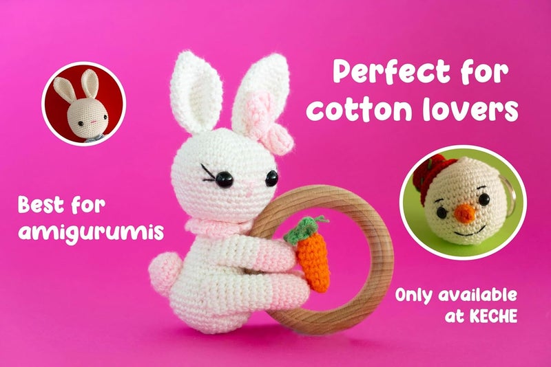 KECHE Cotton Yarn - 100% Cotton Yarn for Crocheting and Knitting, Mercerized Cotton Amigurumi Yarn Fine-Sport 2 1.76 oz (50g) / 136 Yrds (125 m) 3 Skeins - White - Image 4